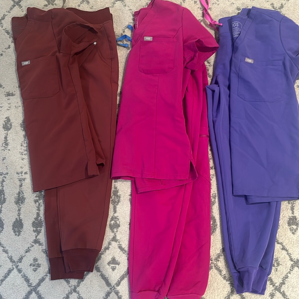 3 pairs of figs women’s Zamora scrubs and tops .